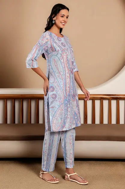 Light Blue Paisley Printed kurta Co-Ord Set