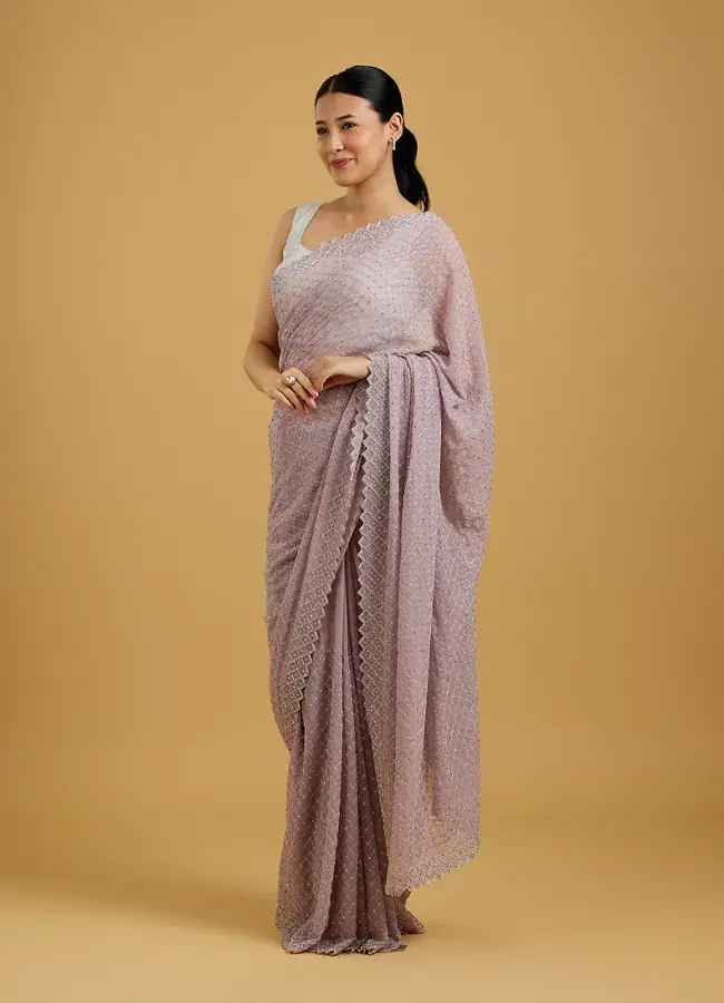 Dazzling Purple Georgette Saree