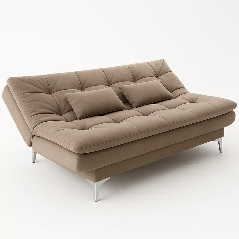 FURNY Eagel 3 Seater Fabric Sofa Cum Bed Set with 2 Cushions, Best Fit for Indian Homes, Living Rooms, Offices with 3 Year Warranty (Beige Color)