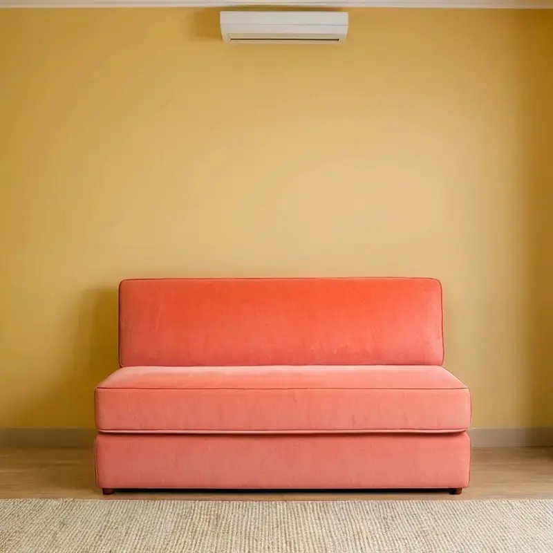 PumPum EPE Foam 2-Seater Sofa Cum Bed – 36 Inch Width, Convertible Design, Lightweight & Foldable (Peach)