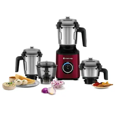 Atomberg Zenova Mixer Grinder with Unique Coarse Mode | Advanced Safety Features | 4 Jars including Chopper Jar with Hands Free Operation (Red Wine)