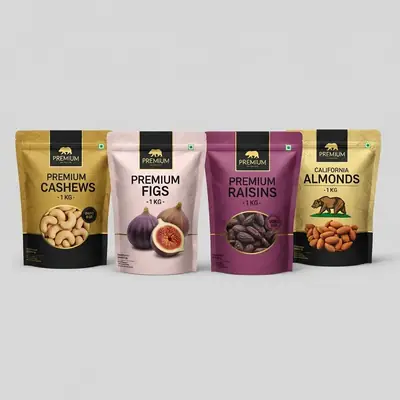 Drynuts Premium Dry Fruit Combo Pack (California Almonds 1kg, Cashews 1kg, Raisins 1kg) - Total 3kg