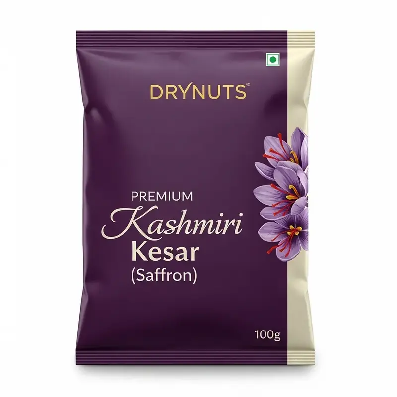 DRYNUTS Premium Kashmiri Kesar (Saffron) - 100g | 100% Pure, Grade A, All-Red Threads | Sourced from the Kashmir Valley